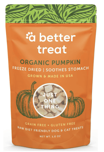 A Better Treat brand organic pumpkin treats for traveling dogs and cats