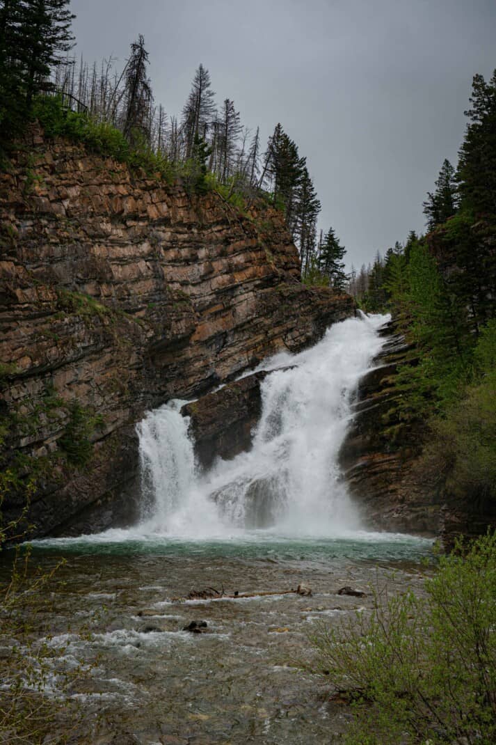 View of Cameron Falls in Waterton Lakes National Park.