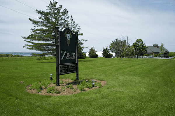 Sign for Zugibe Vineyards in Finger Lakes Wine Country